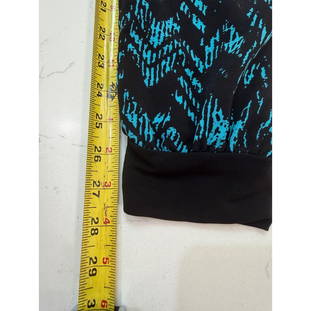 Bongo Womens Jogger Pants Large Black Teal Blue Abstract Print Zippers no pocket - Picture 5 of 8